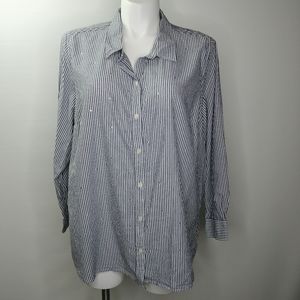 Catherines striped button down with rhinestones